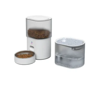Distributeur Automatique Croquettes 3L + Fontaine à Eau 2,5L