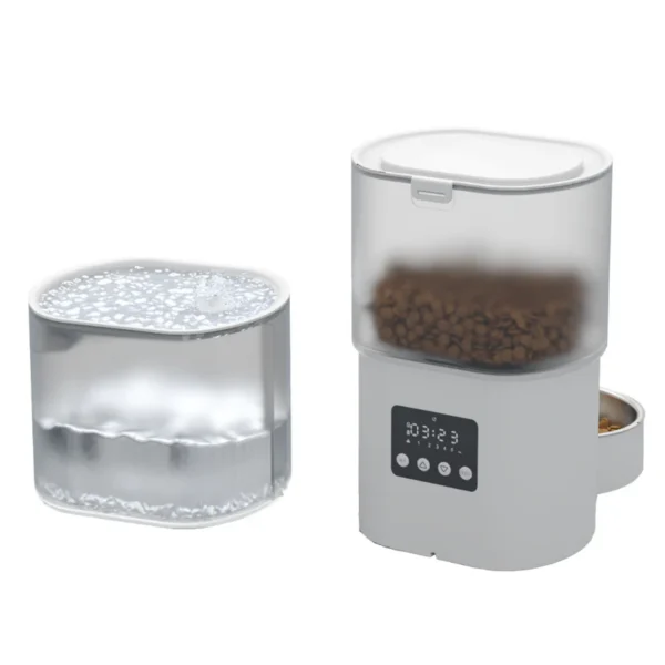 Distributeur Automatique Croquettes 3L + Fontaine à Eau 2,5L