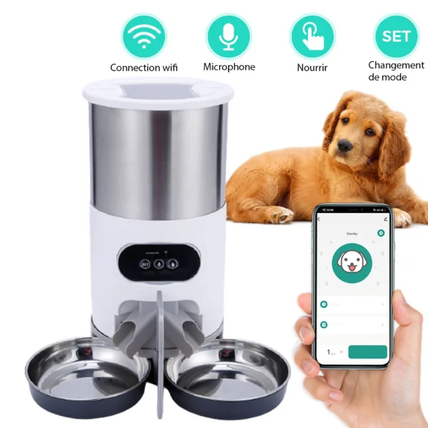 Distributeur de croquettes connecté pour chien